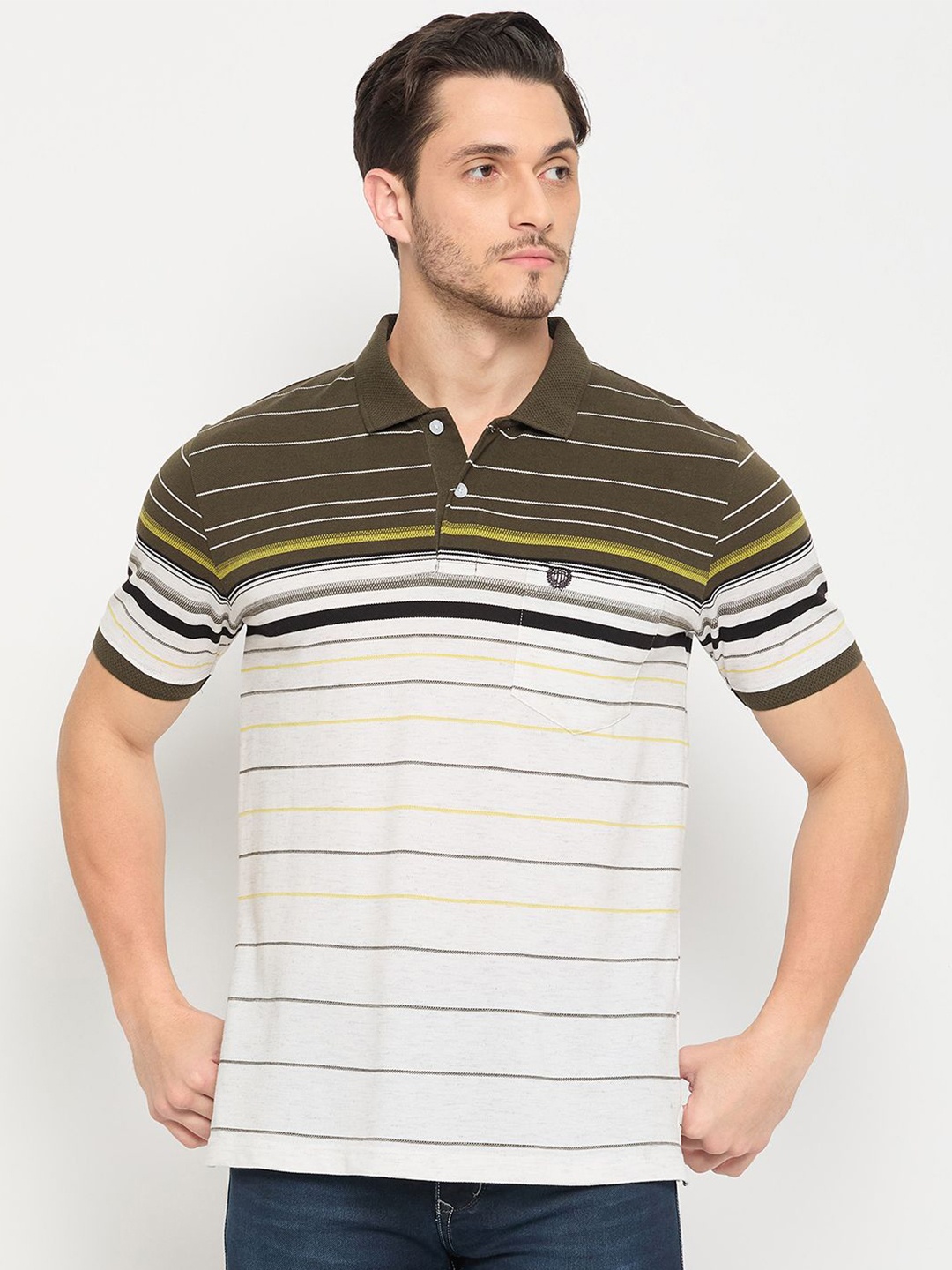 

Duke Men Striped Polo Collar Pockets T-shirt, Multi