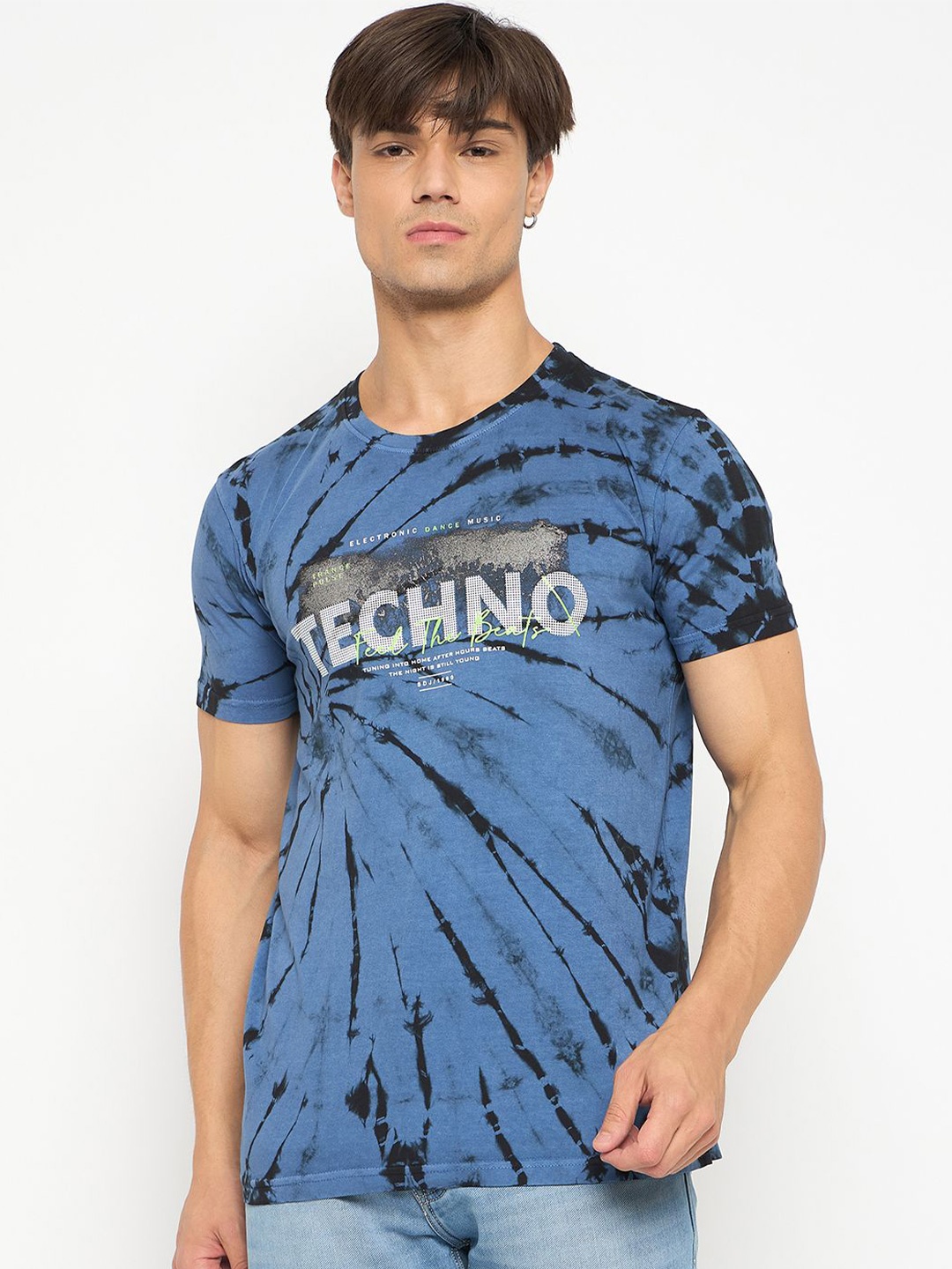 

Duke Men Typography Printed Round Neck Slim Fit T-shirt, Blue