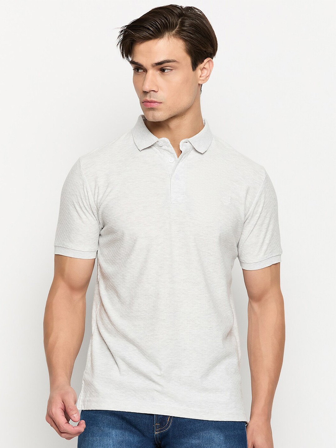 

Duke Men Solid Polo Collar Slim Fit T-shirt, White