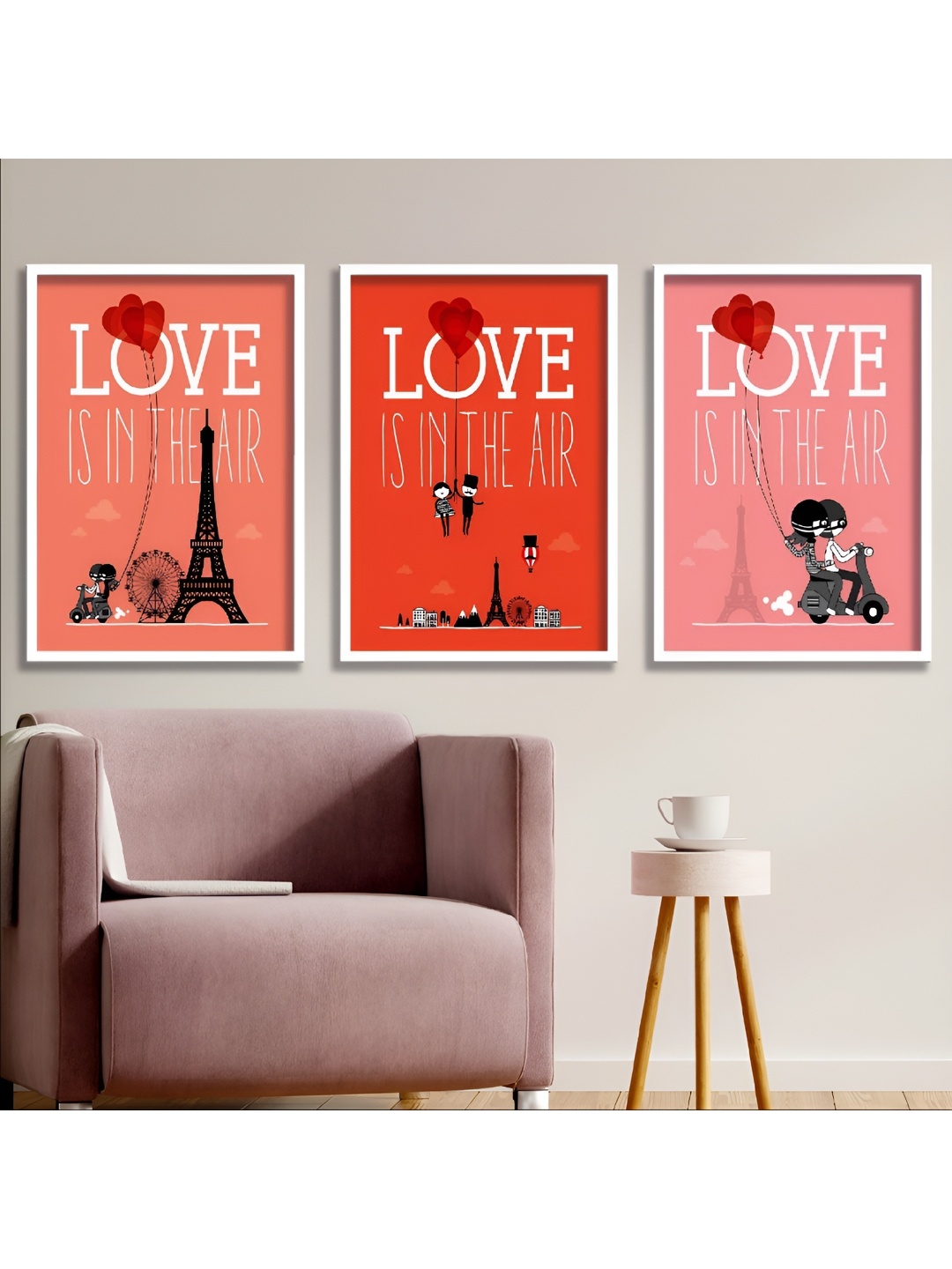 

Aura Pink & White 3 Piece Wood Other Wall Paintings