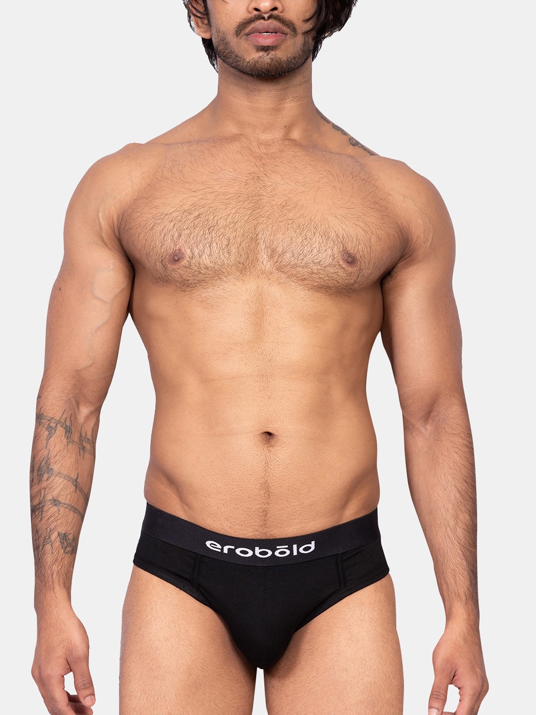 

EROBOLD Men Mid Rise Cotton Basic Briefs MBR-BR17BK1CS00, Black