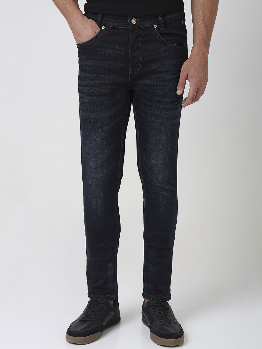 

Mufti Men Skinny Fit Low Distress Stretchable Jeans, Navy blue