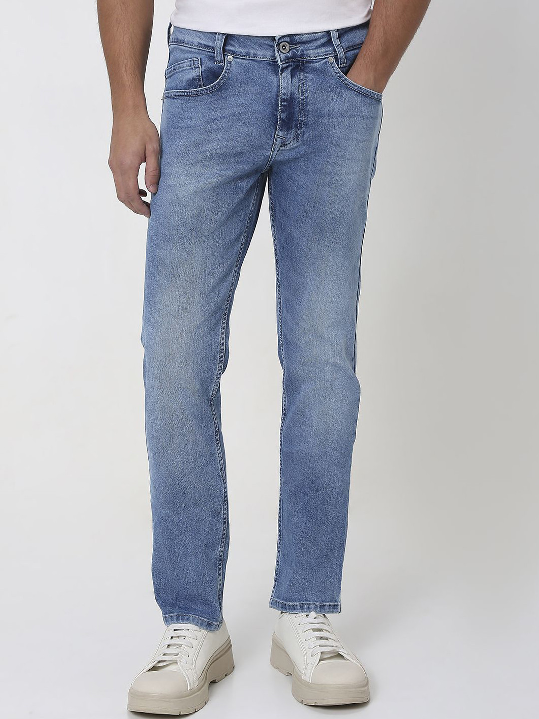 

Mufti Men Skinny Fit Heavy Fade Stretchable Jeans, Blue