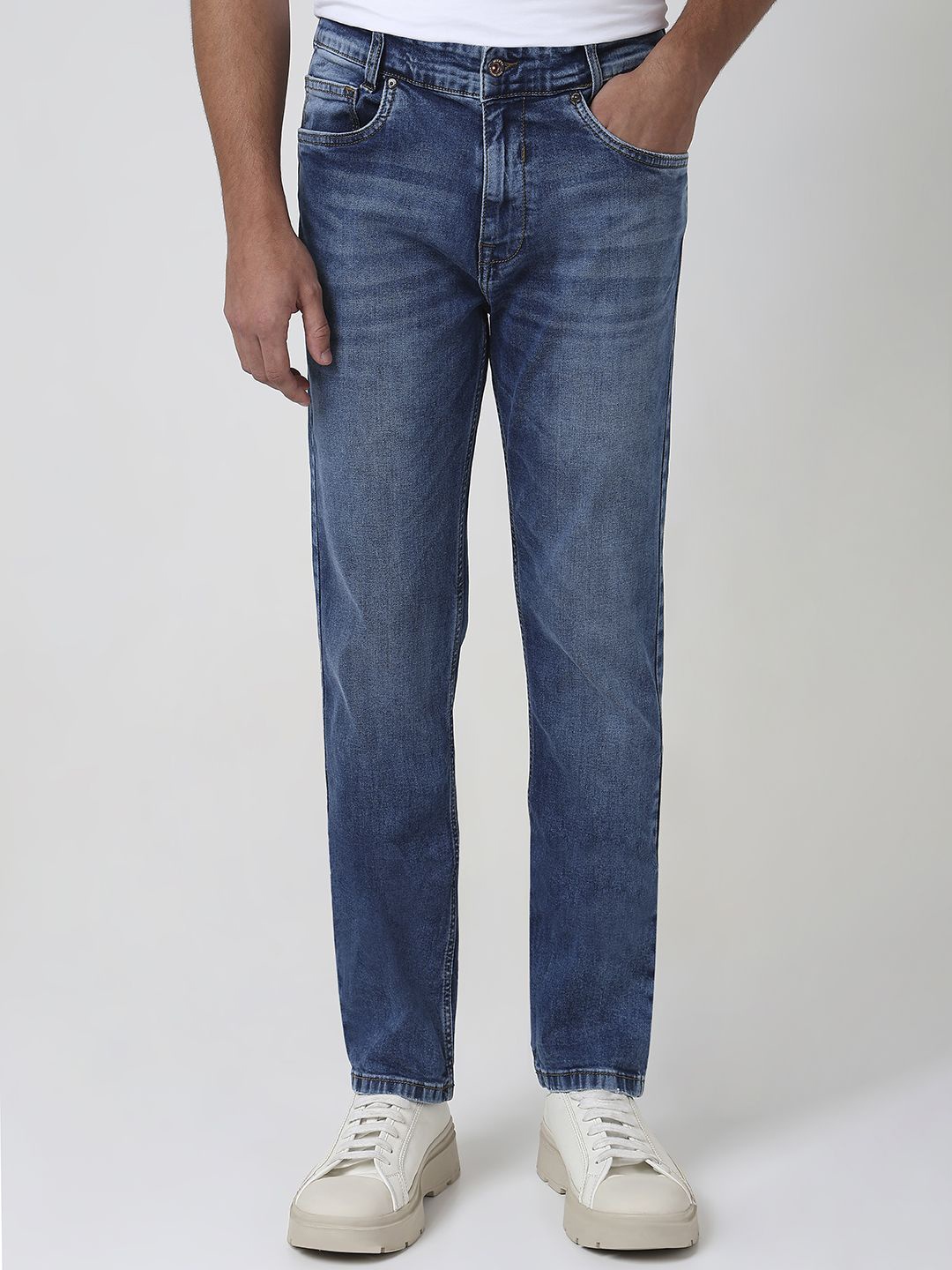 

Mufti Men Straight Fit Heavy Fade Stretchable Jeans ss-24, Blue