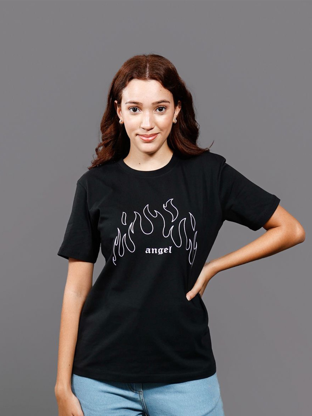Roadster Women Abstract Typography Printed Cotton T-Shirt, Black