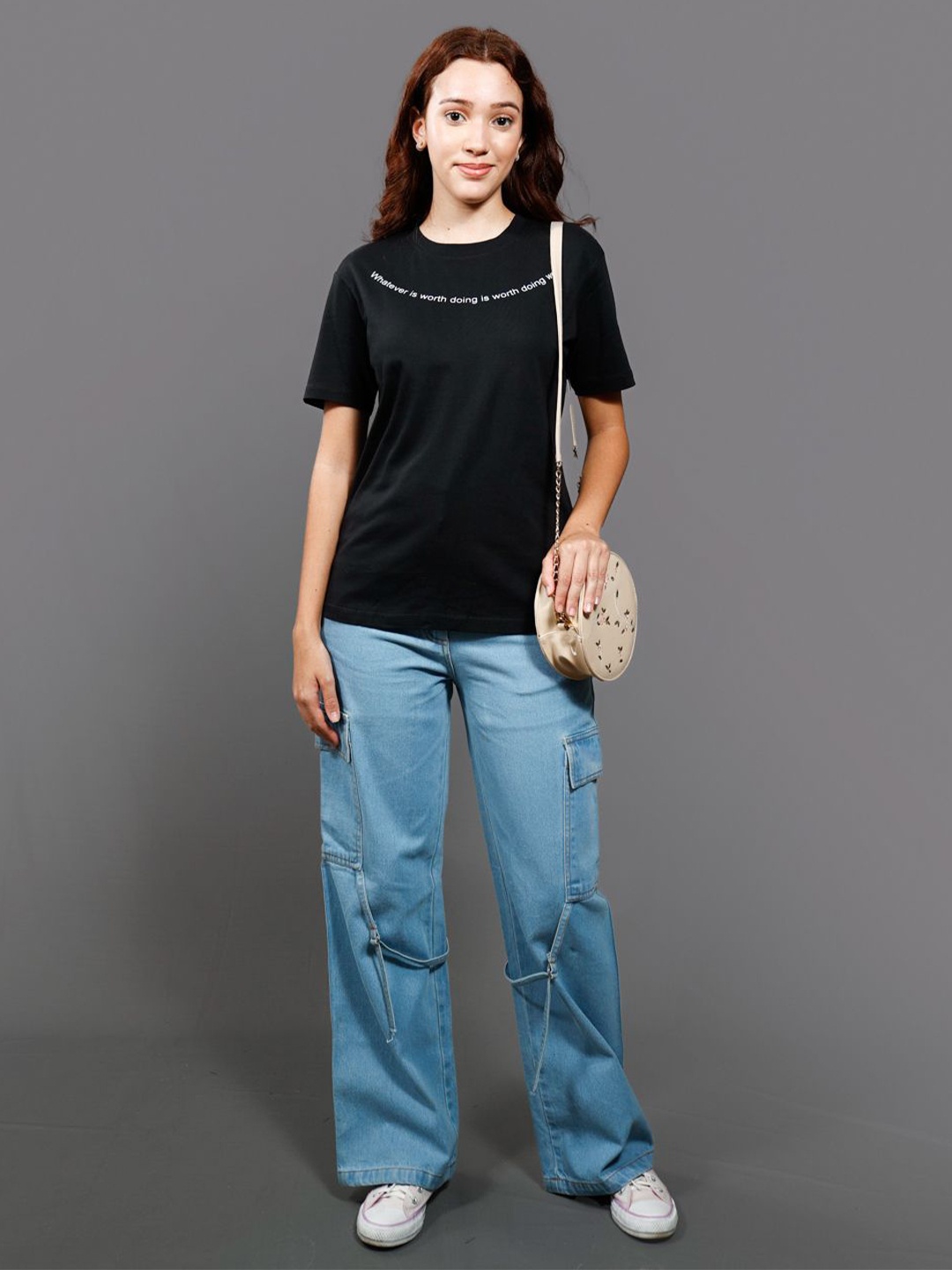 

Roadster Women Typography Printed Cotton T-Shirt, Black