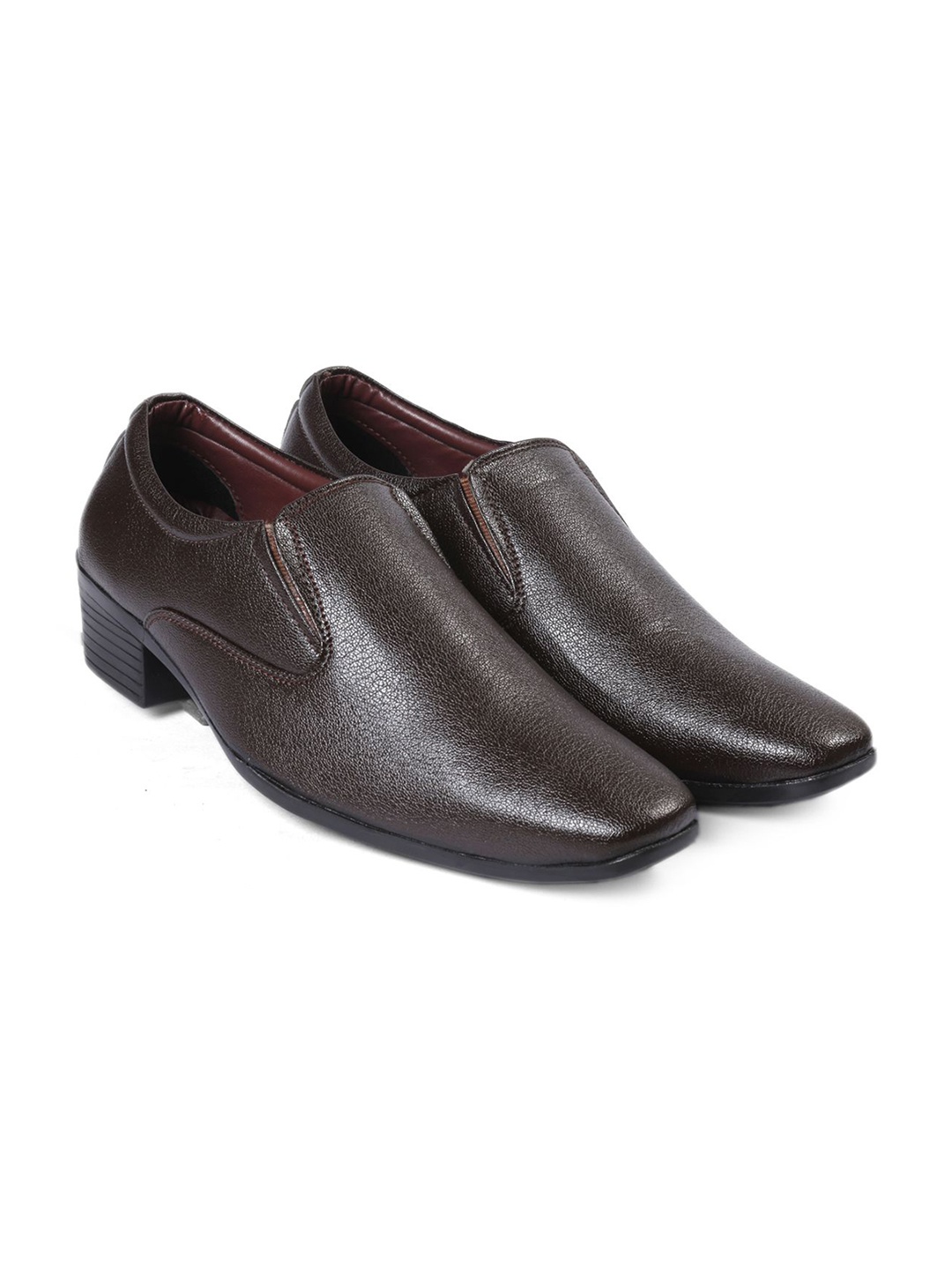 

Bxxy Men Elevator Textured Formal Slip-Ons, Brown