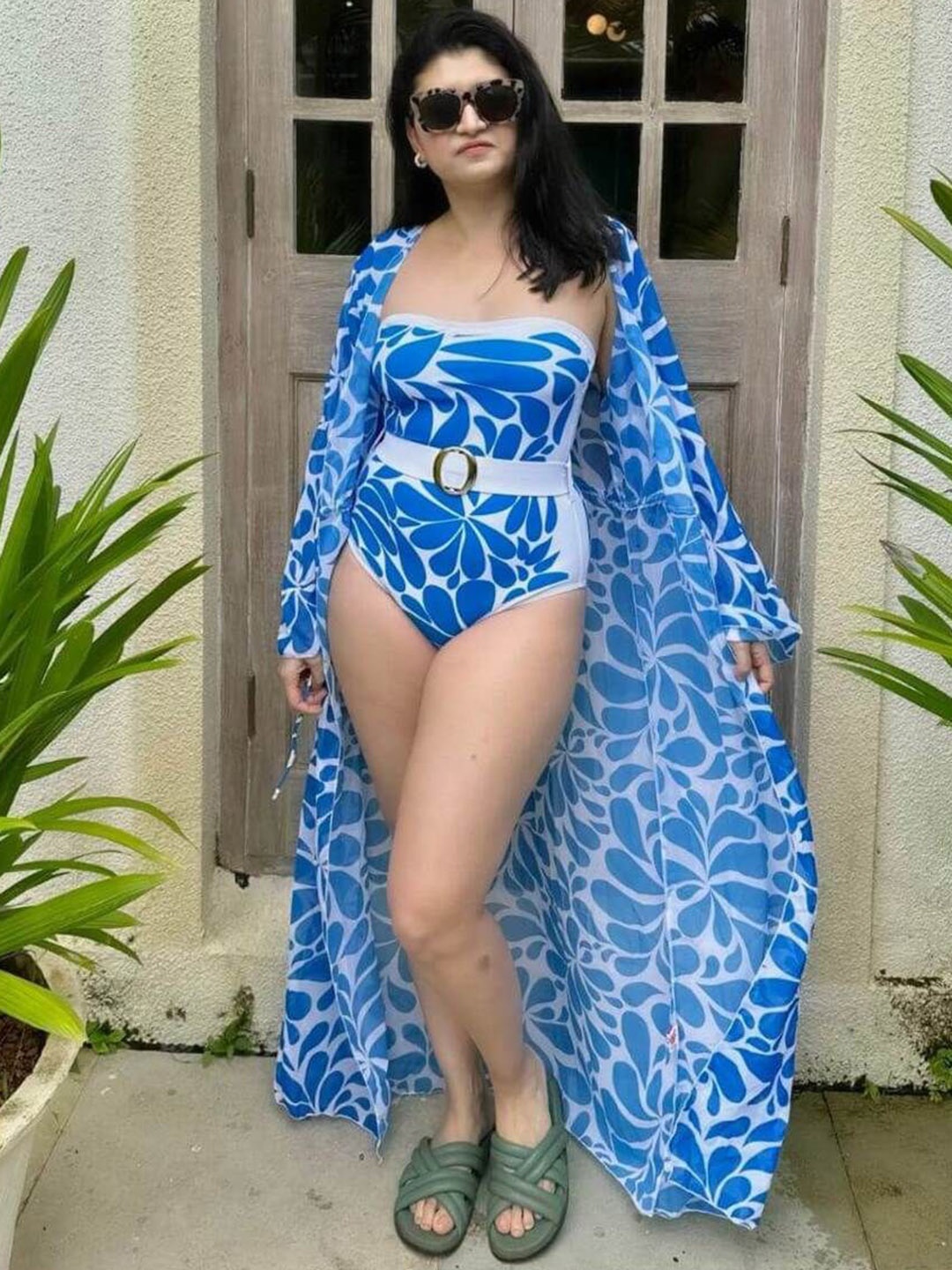 

FancyPants Abstract Printed Swimwear Cover Up Set, Blue