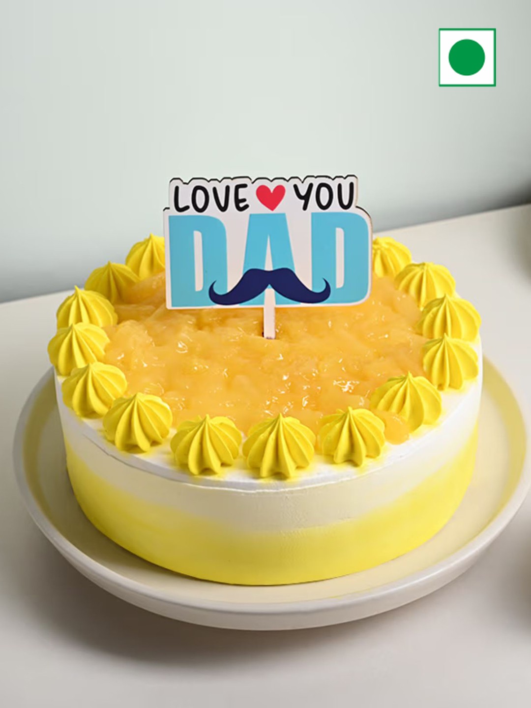 

Floweraura Pine Apple Flavour Eggless Round Cake- 500g, Yellow