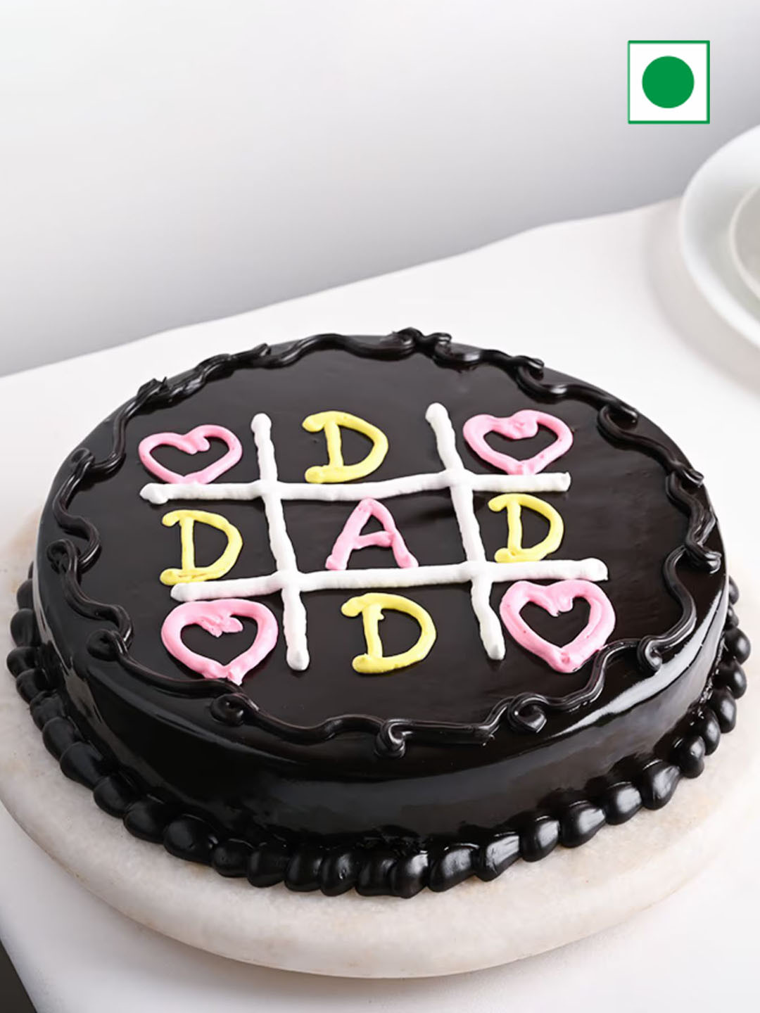 

Floweraura Dad Themed Tic Tac Chocolate Flavor Eggless Round Cake- 2 Kg, Black