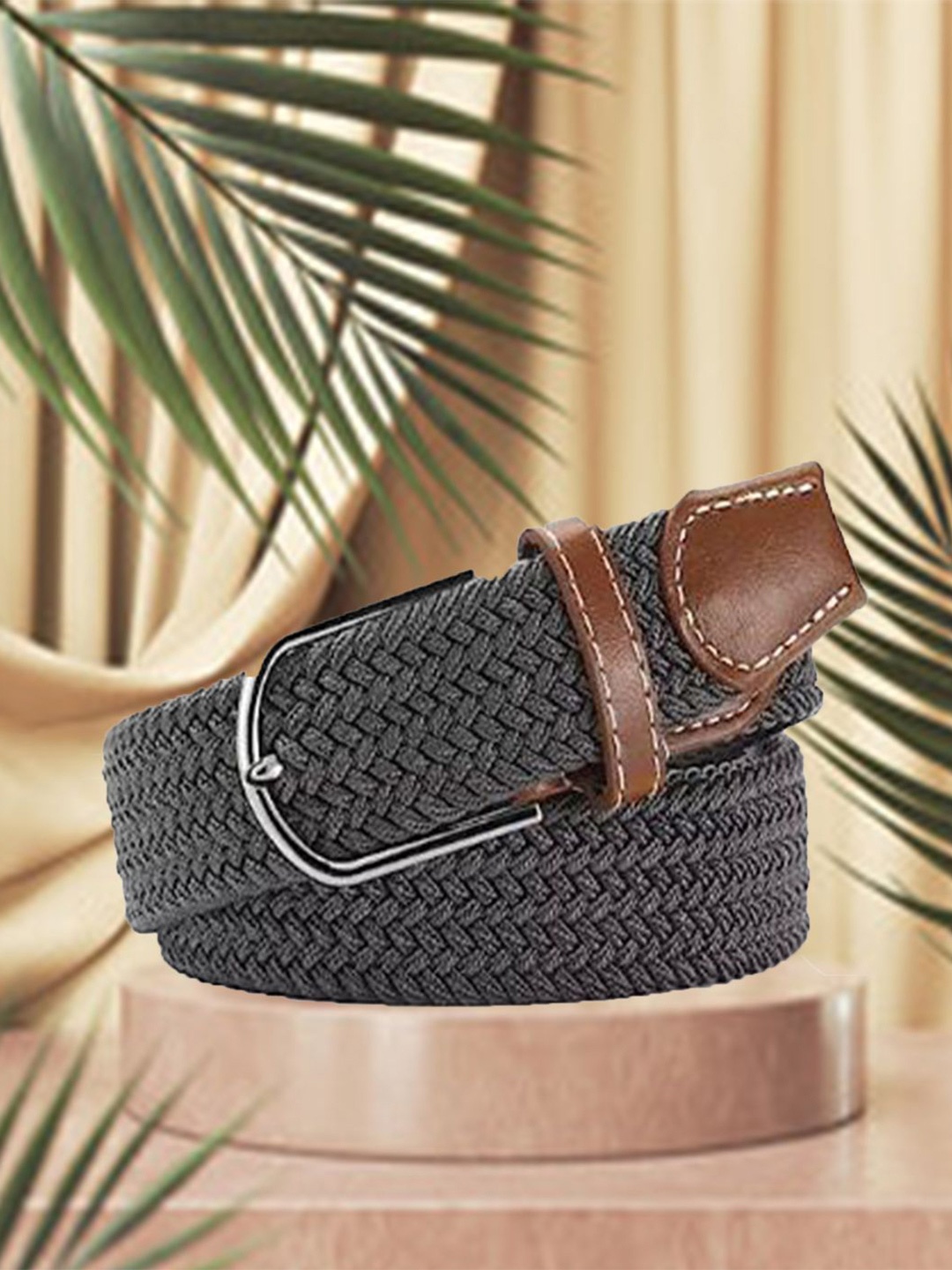 

AXXTTITUDE Women Tang Braided Canvas Belt, Grey