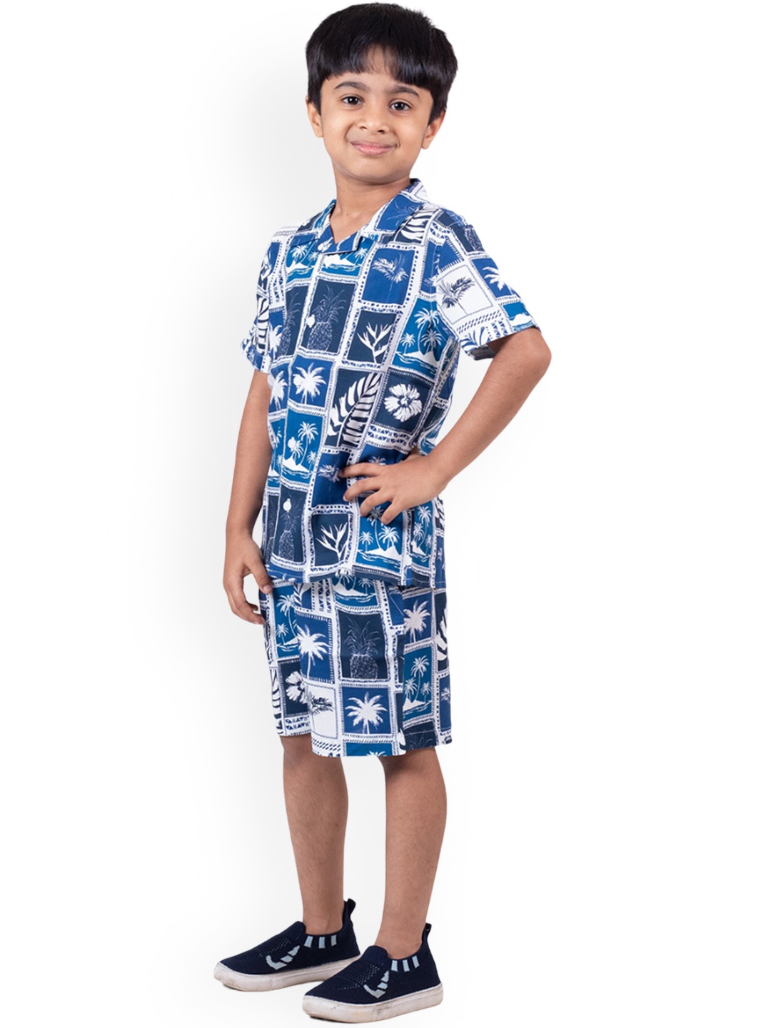 

The Lion and The Fish Boys Printed Shirt with Shorts, Blue