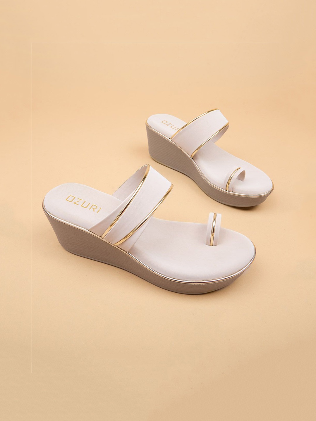 Ozuri Open Toe Wedge Heel Sandals, Beige