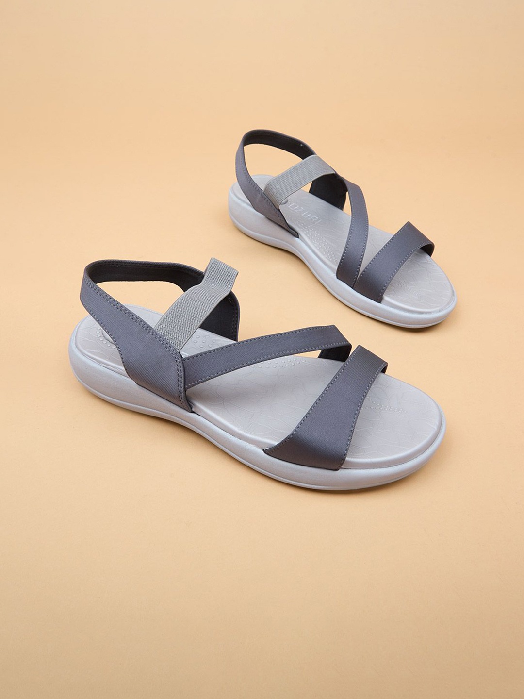 

Ozuri Suede Comfort Heel Sandals with Backstrap, Grey