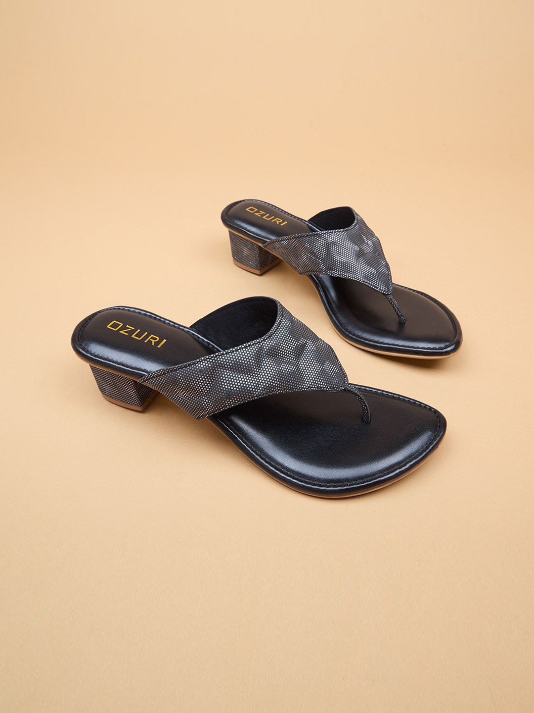 

Ozuri Women Printed Block Heeled Sandals, Black