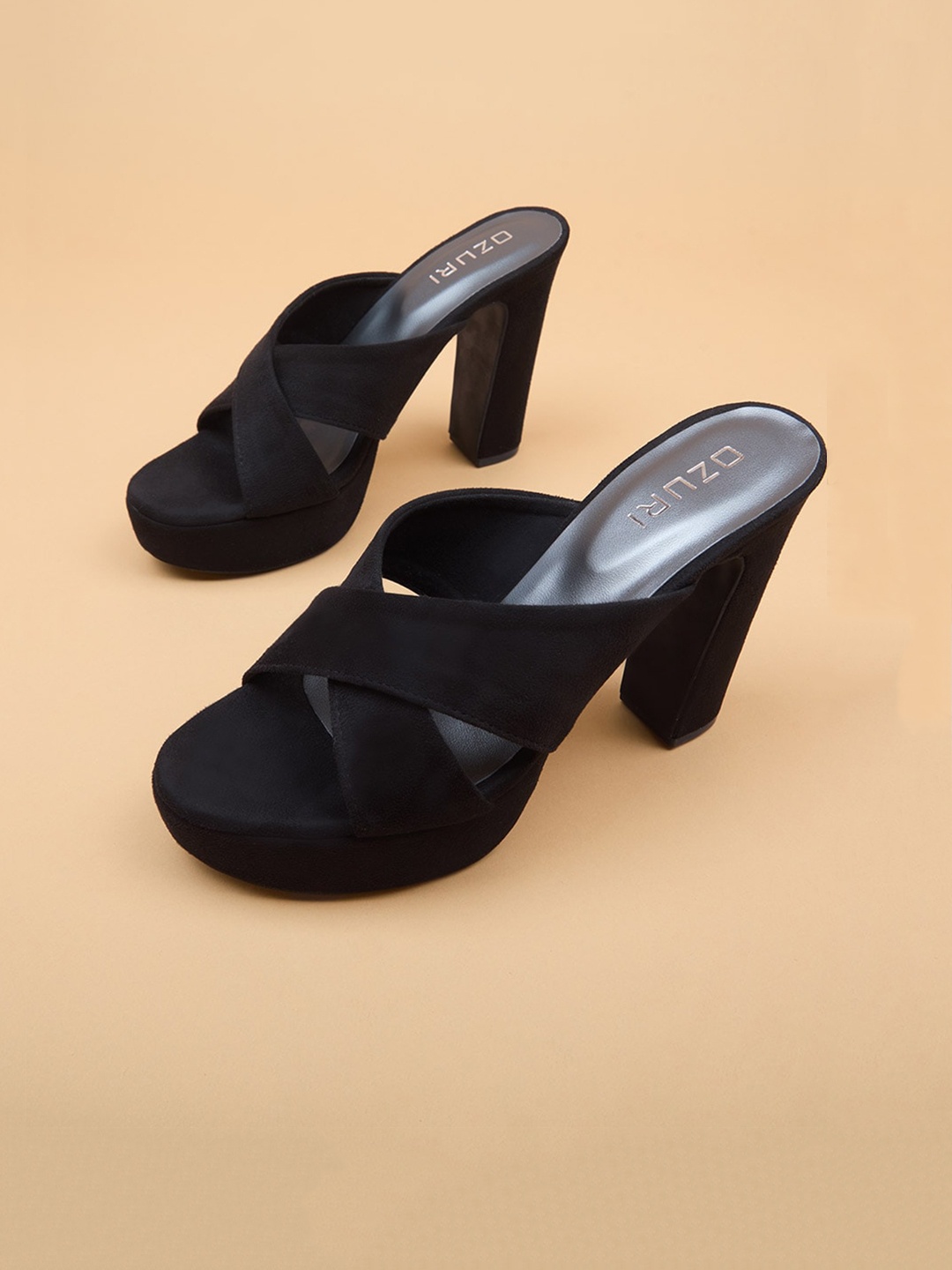 

Ozuri Suede Block Heel Sandals, Black