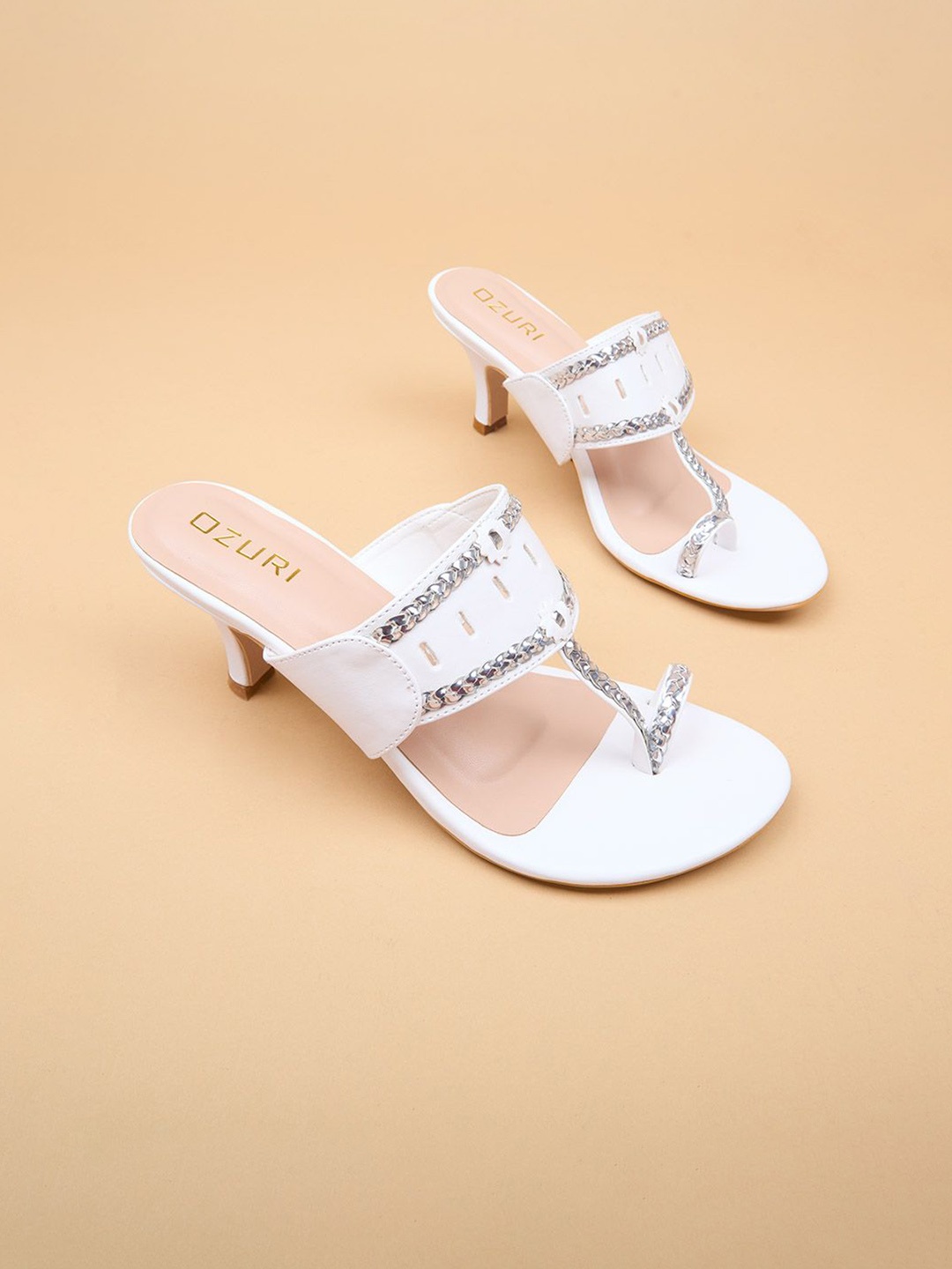 

Ozuri Open Toe Kitten Heel Sandals, White