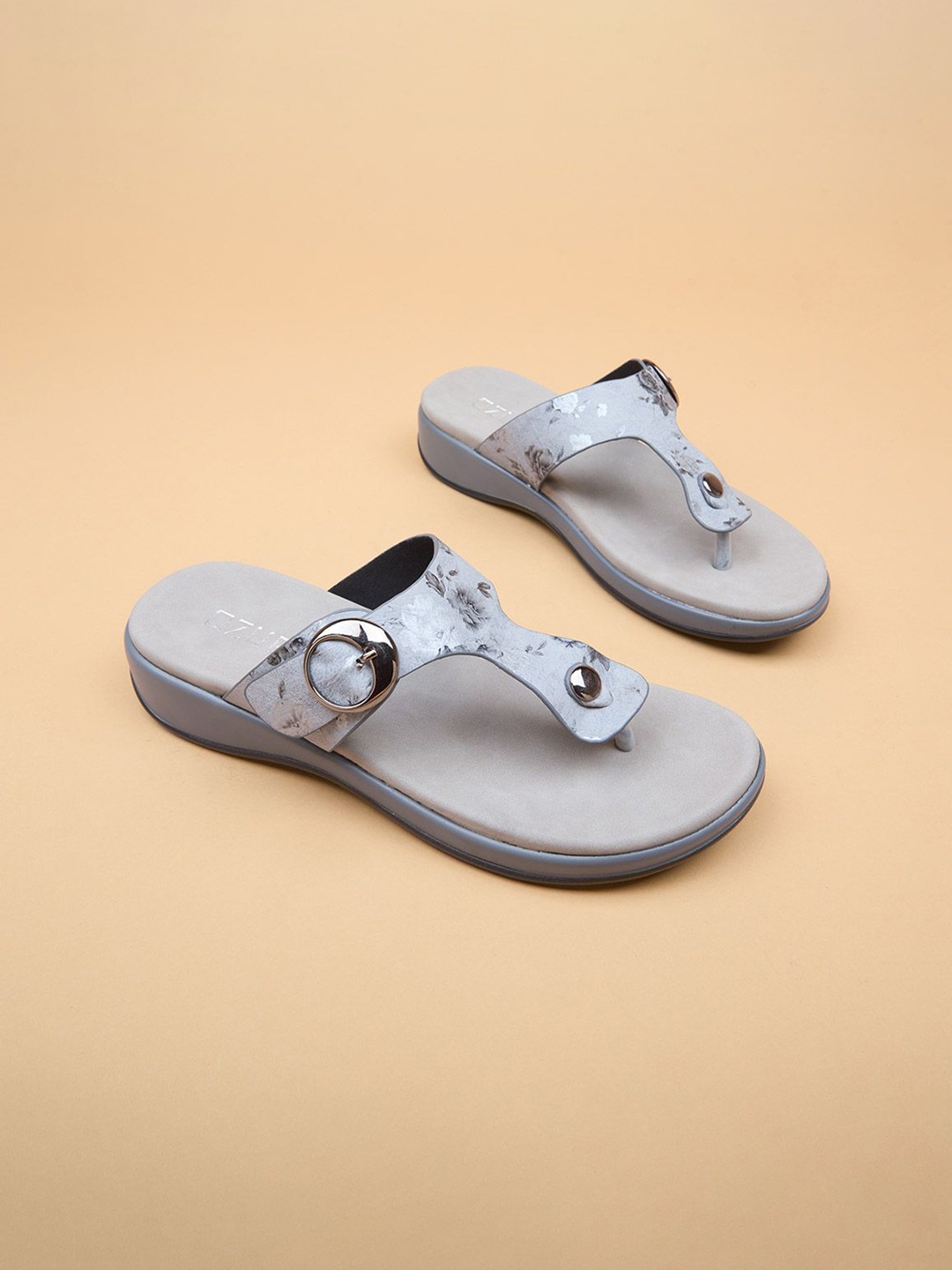 

Ozuri Printed Suede Comfort Heel Sandals, Grey