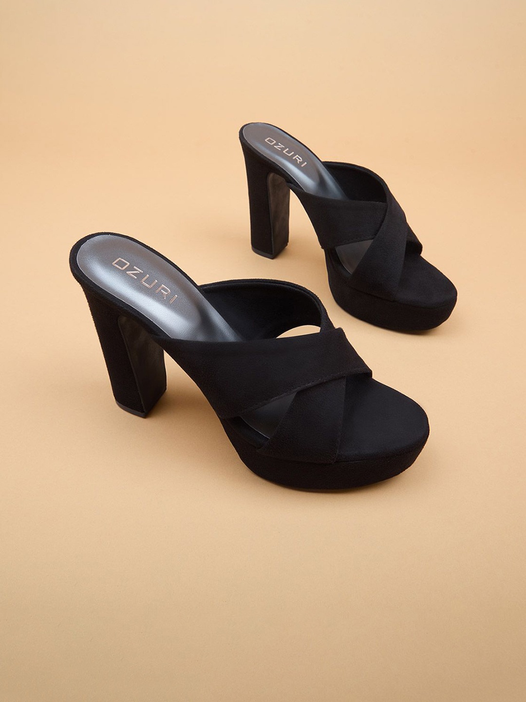 

Ozuri Solid Block Heel Sandals, Black
