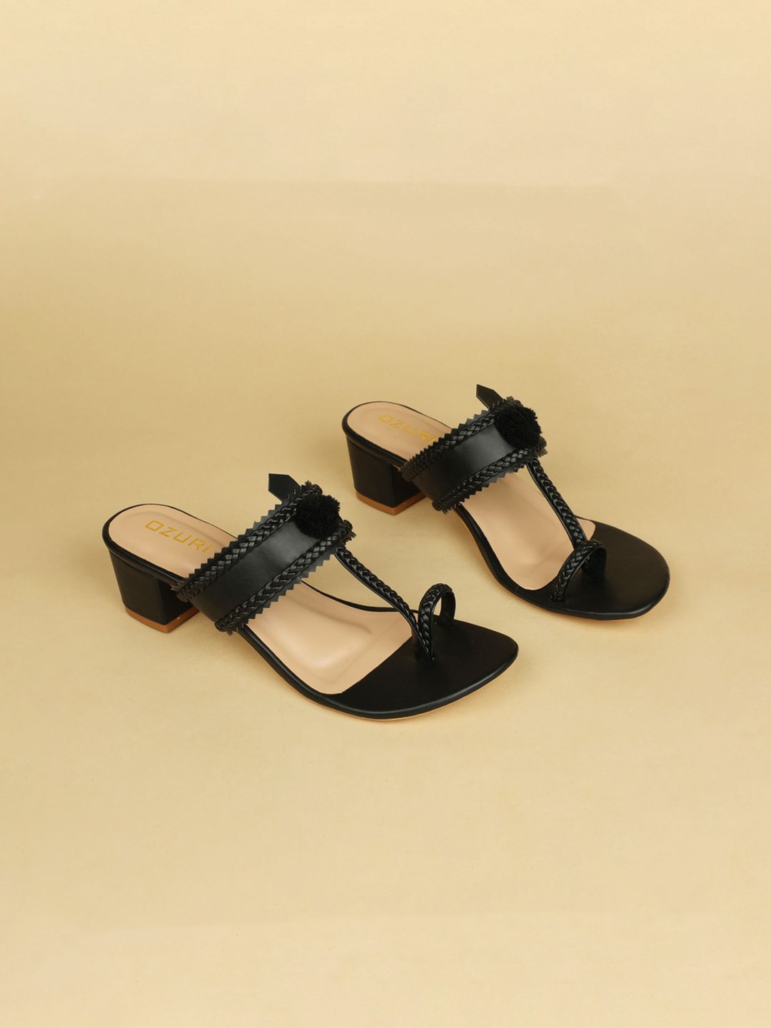 

Ozuri Open Toe Block Heel Sandals, Black