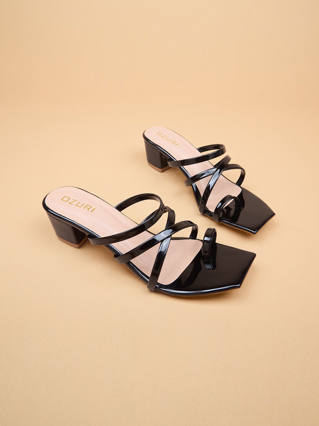 

Ozuri Women Square Toe Block Heeled Sandals, Black