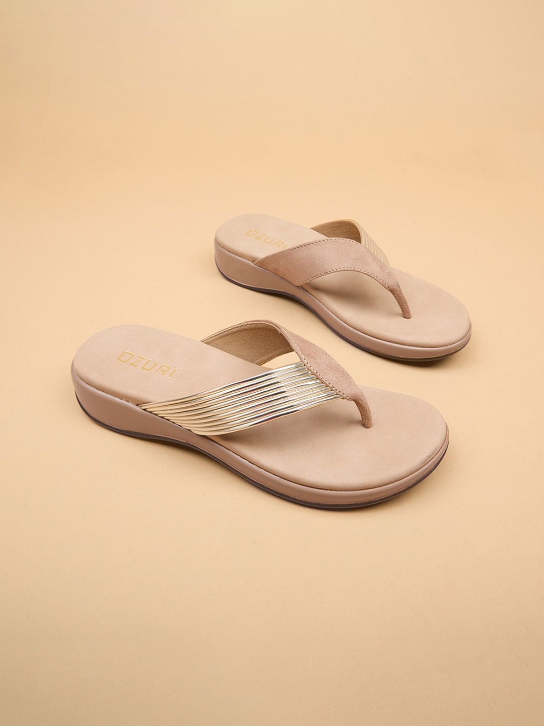 

Ozuri Women Striped Comfort Heeled Sandals, Cream
