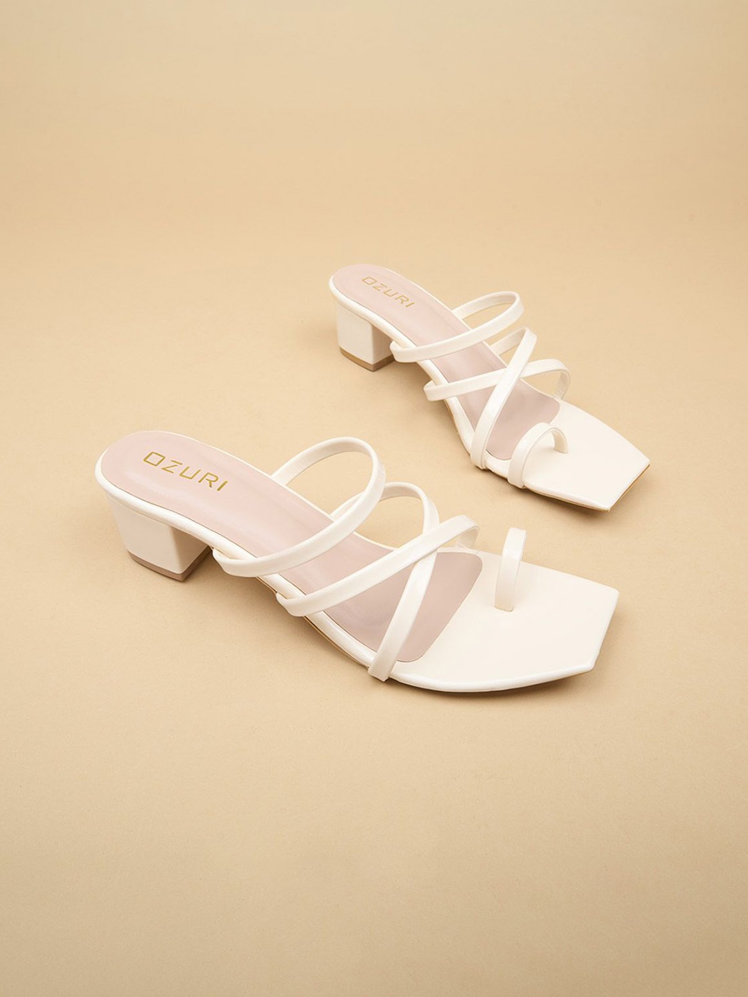 

Ozuri Synthetic Block Heel Sandals, Beige