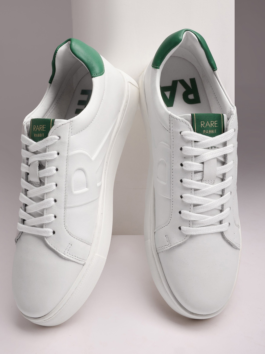 

RARE RABBIT Men Odessa Pro Colourblocked Leather Sneakers, White