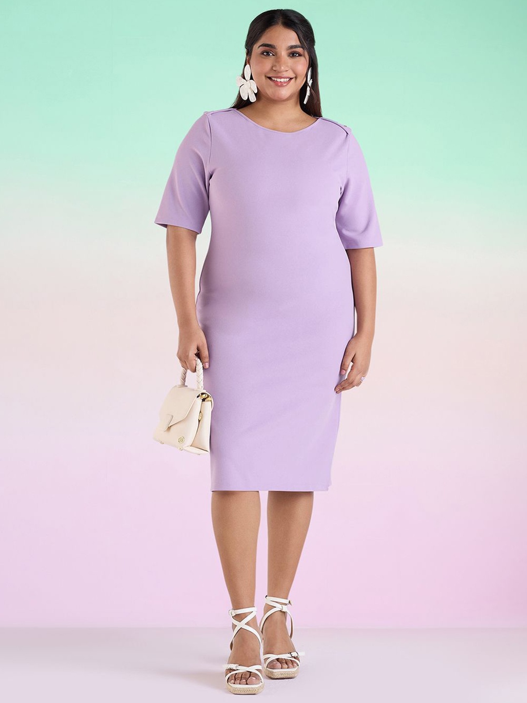 

Big Hello - The Plus Life Formal Bodycon Dress, Purple