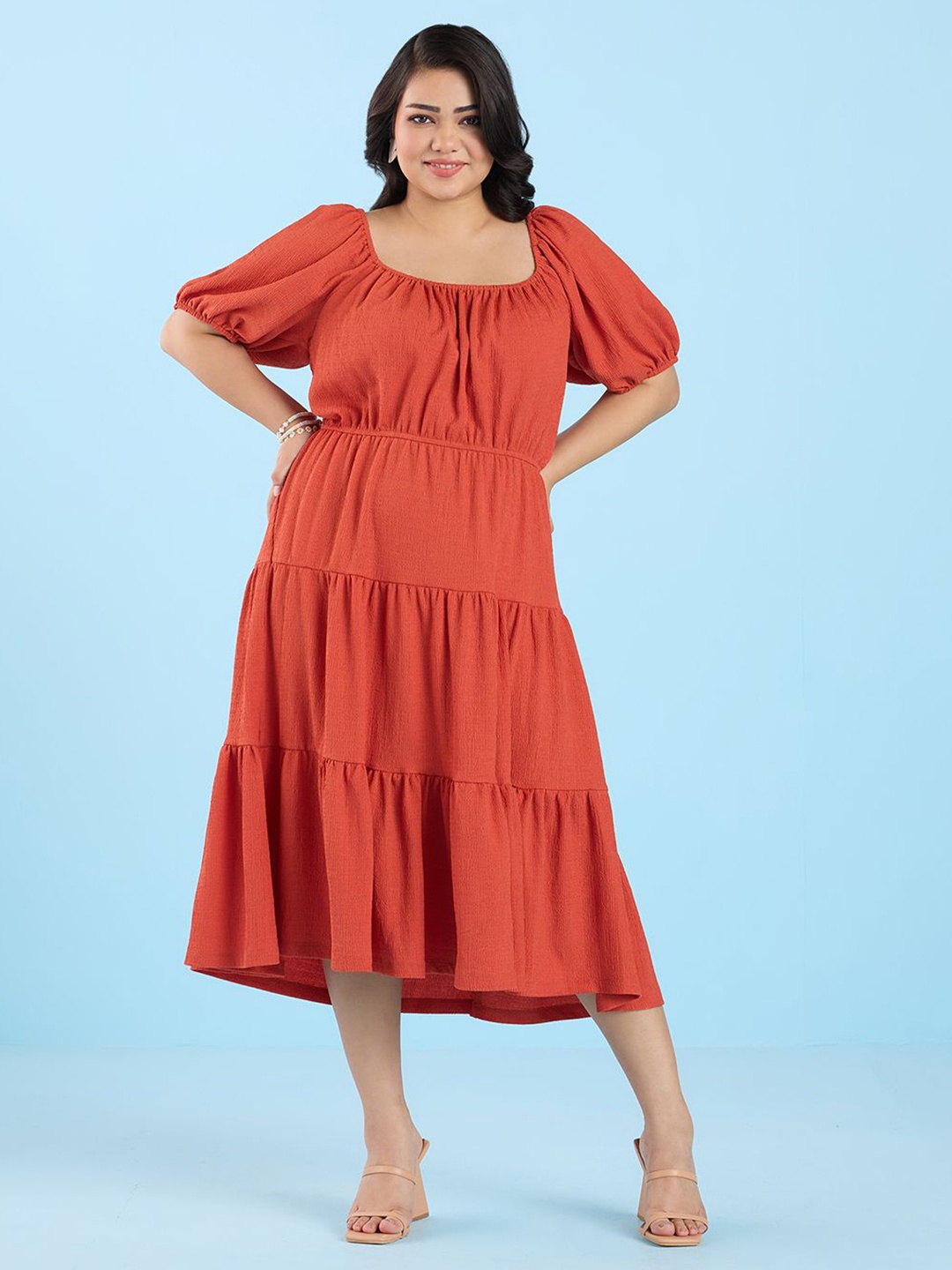 

Big Hello - The Plus Life A-Line Midi Dress, Red