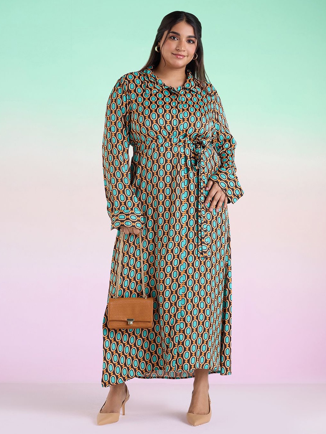 

Big Hello - The Plus Life Print Fit & Flare Maxi Dress, Black