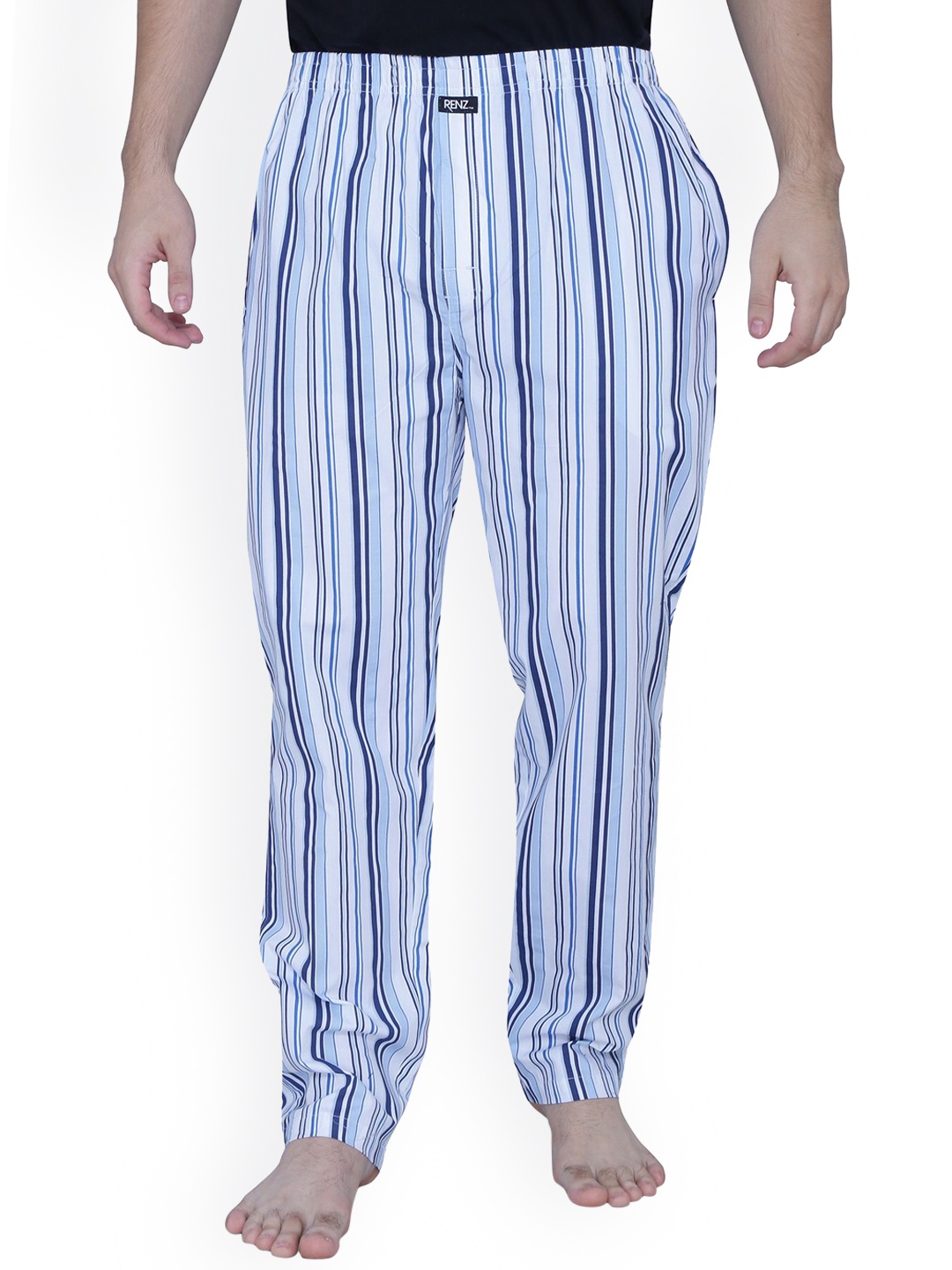 

RENZ Printed Cotton Straight Lounge Pant, White