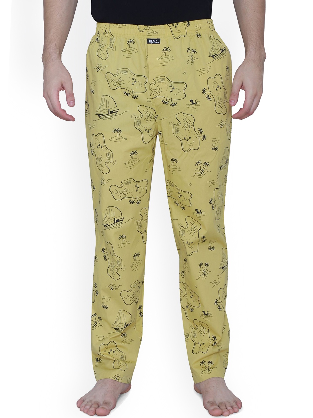 

RENZ Printed Relaxed-Fit Lounge Pants, Yellow