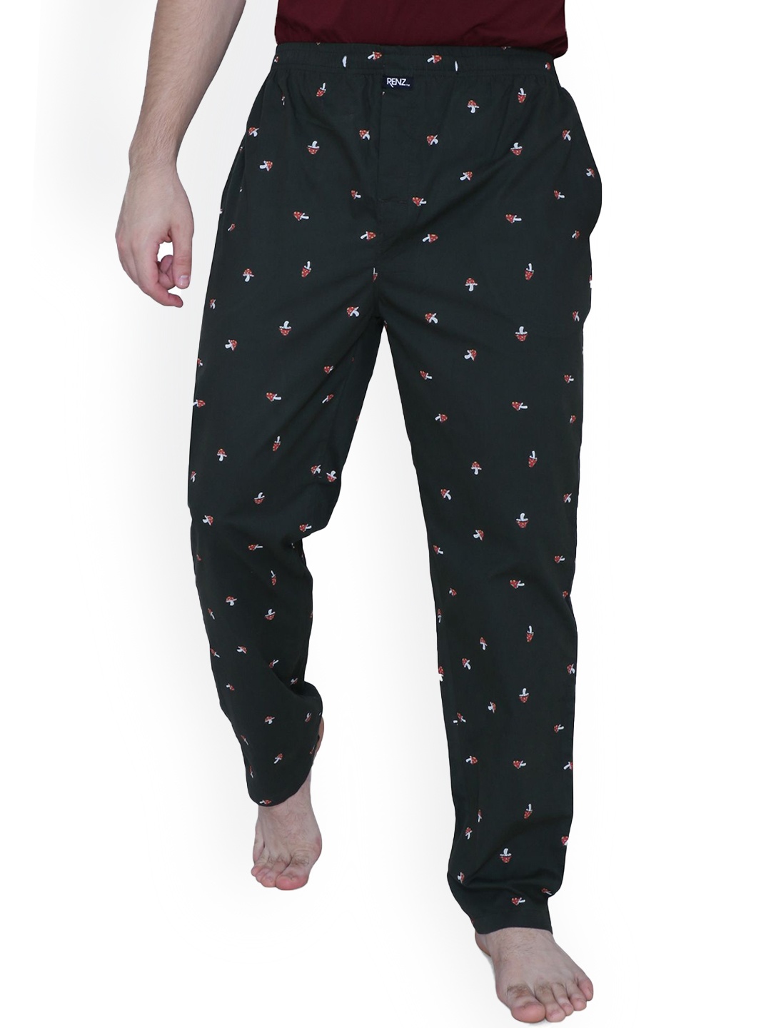 

RENZ Printed Relaxed-Fit Lounge Pants, Black