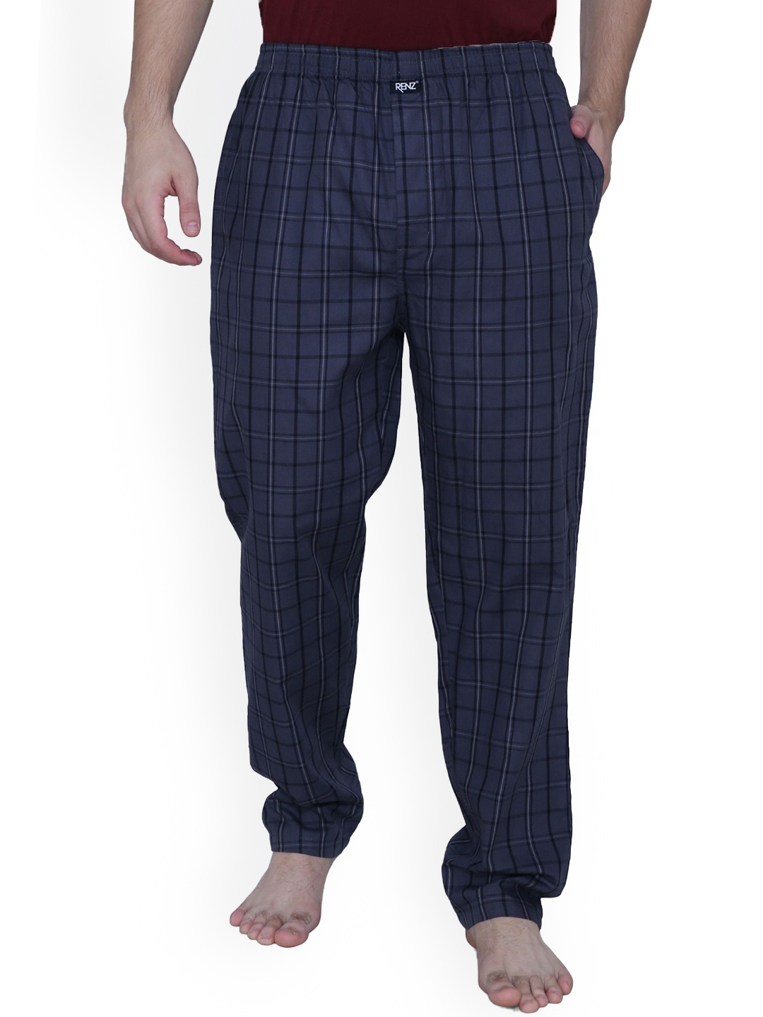 

RENZ Checked Relaxed-Fit Lounge Pants, Grey