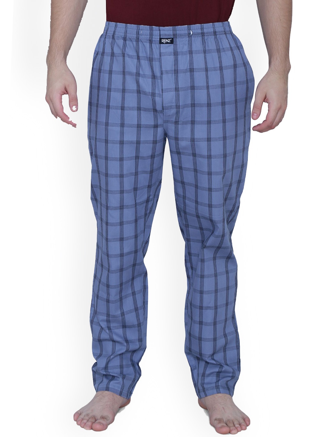 

RENZ Checked Relaxed-Fit Lounge Pants, Grey