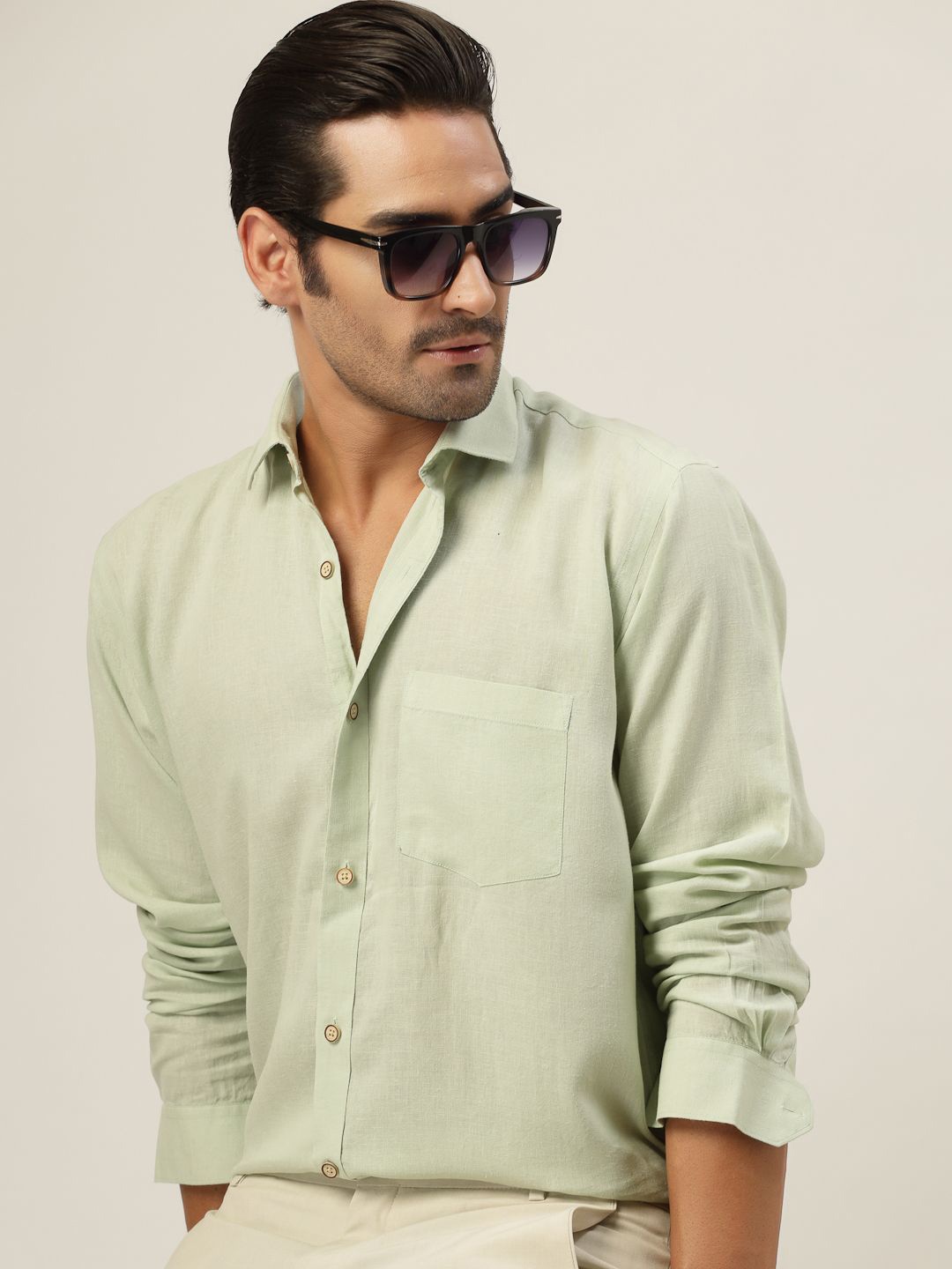 

JADEBERRY Men Solid Classic Opaque Casual Shirt, Green