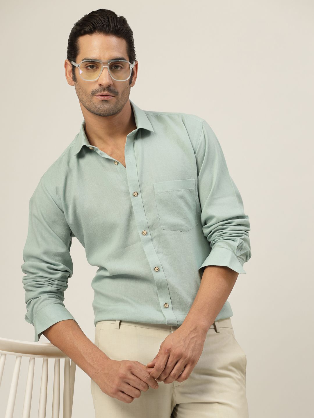 

JADEBERRY Men Solid Classic Opaque Casual Shirt, Sea green