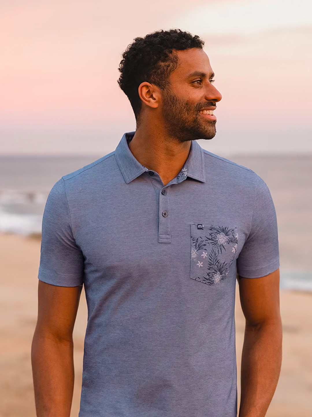 

TRAVIS MATHEW Men Polo Collar Pockets T-shirt, Navy blue
