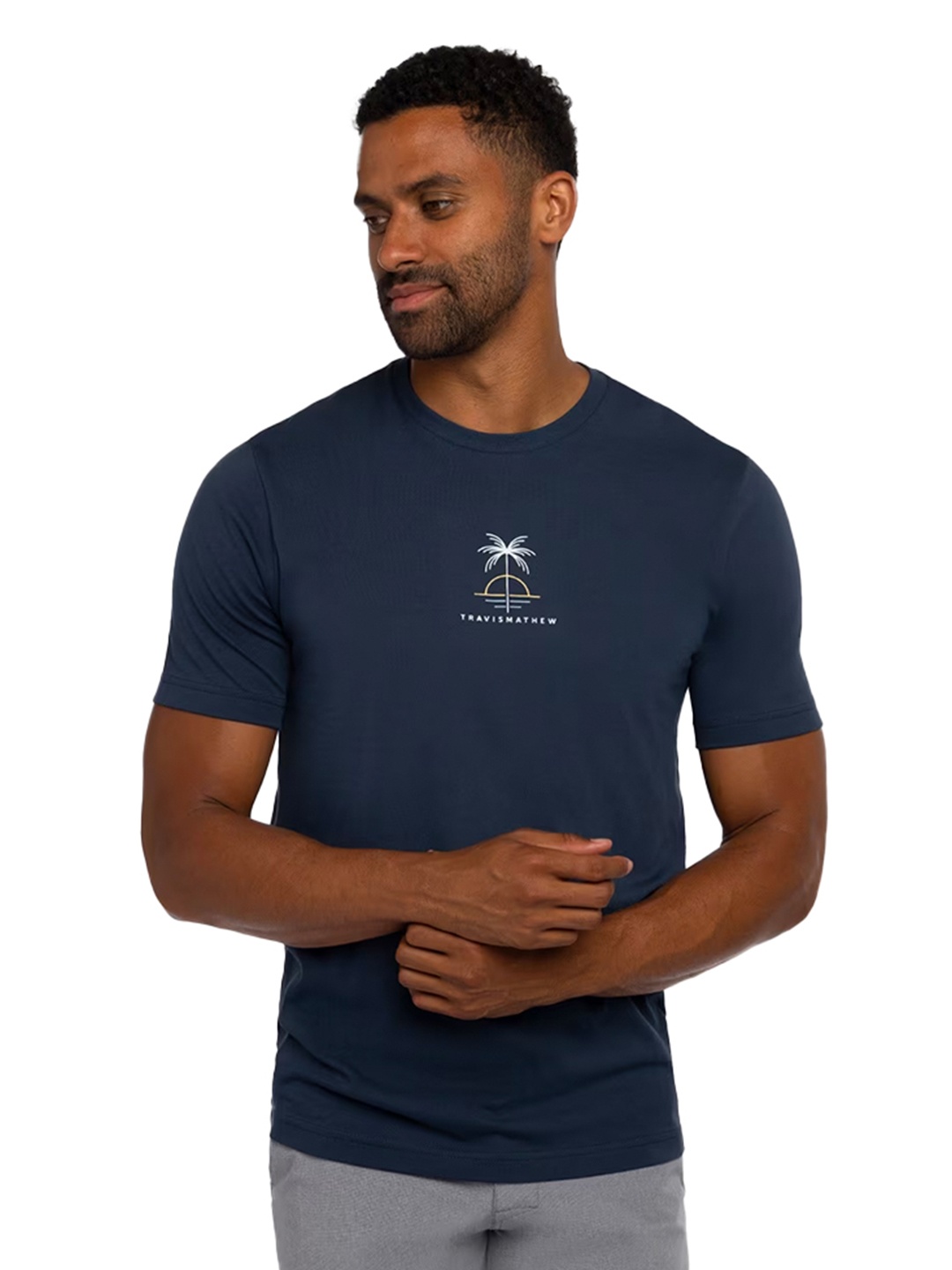 

TRAVIS MATHEW Men Typography Printed T-shirt, Navy blue
