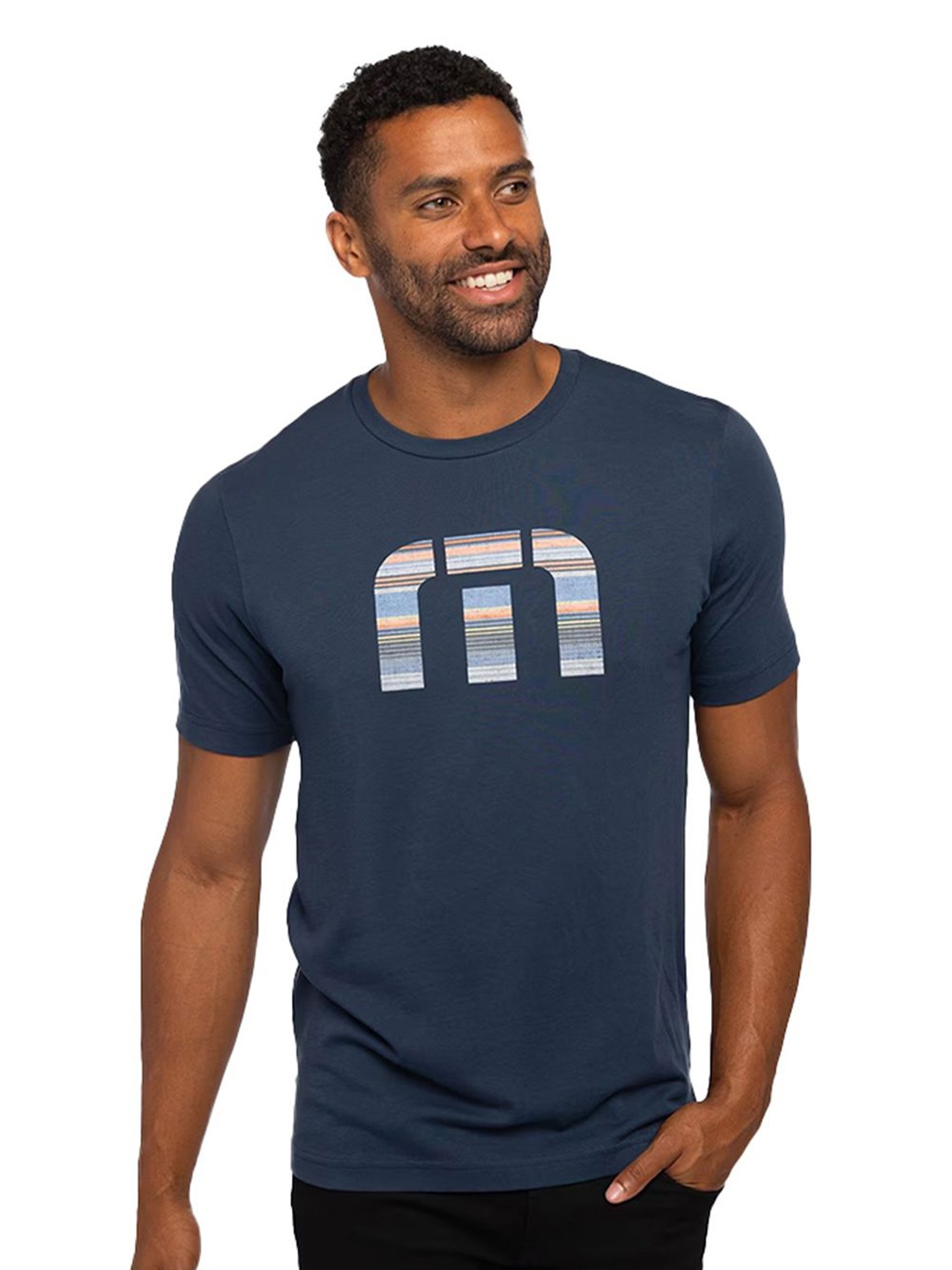 TRAVIS MATHEW Men Typography Printed Round Neck T-shirt, Navy blue