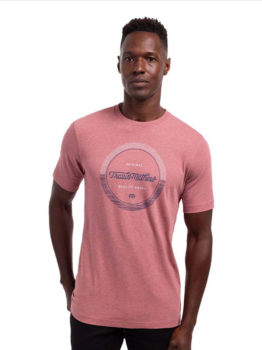 

TRAVIS MATHEW Men Typography Printed Round Neck T-shirt, Pink