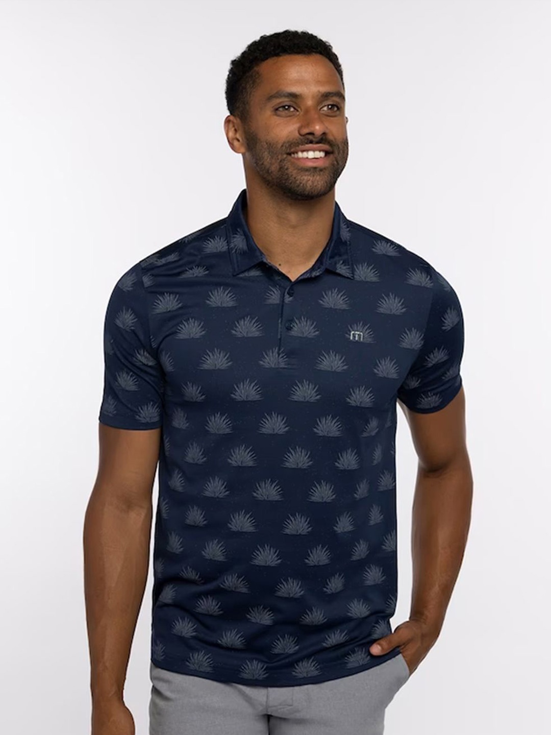 

TRAVIS MATHEW SS24 Men Printed Polo Collar T-shirt, Navy blue