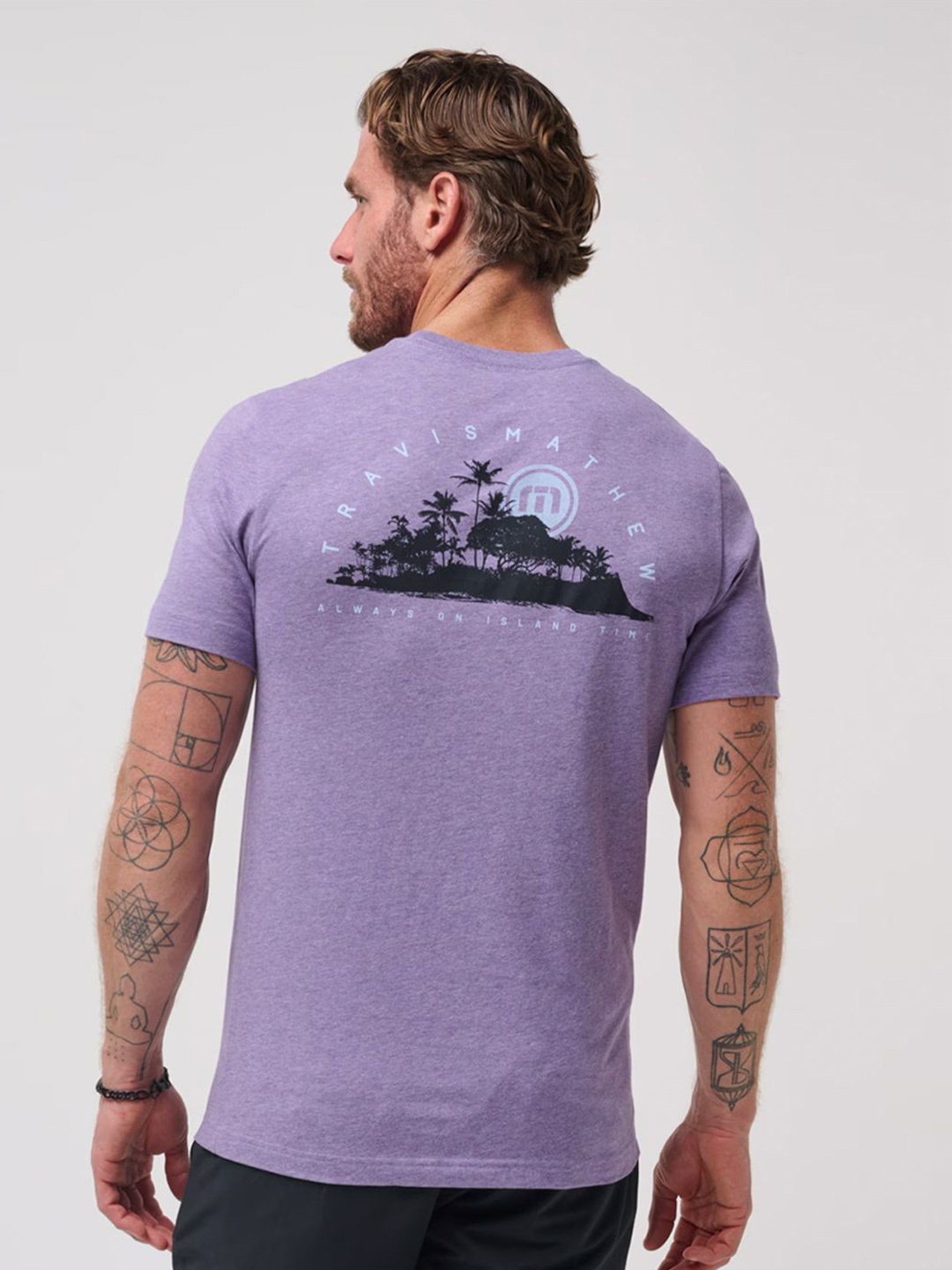 

TRAVIS MATHEW Men Graphic Printed Round Neck T-shirt, Purple