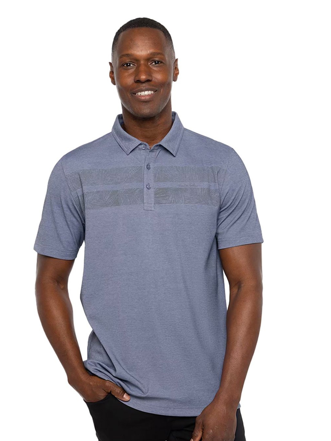 

TRAVIS MATHEW Men Striped Polo Collar T-shirt, Blue
