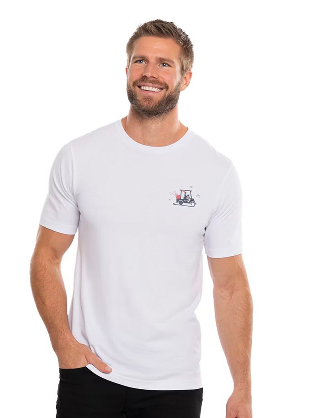 

TRAVIS MATHEW Men Graphic Printed Round Neck T-shirt, White