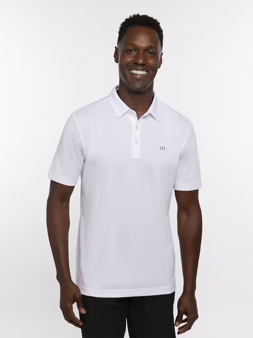 

TRAVIS MATHEW Men Polo Collar Cut Outs T-shirt, White