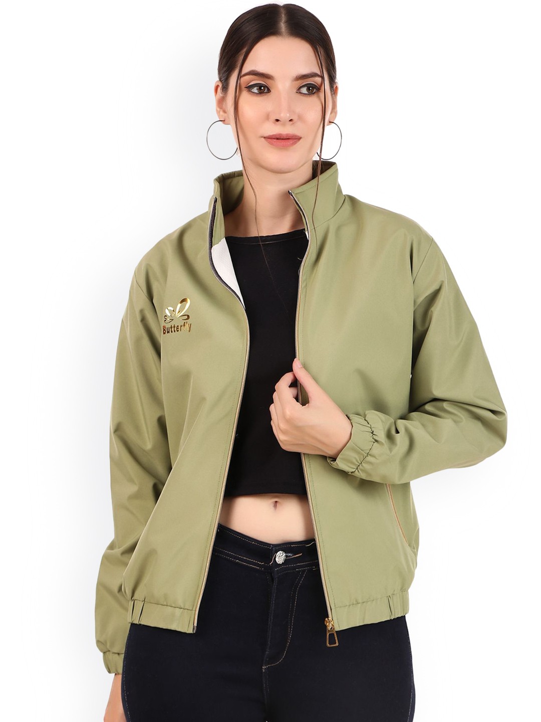 

BARSTOW Women Colourblocked Windcheater Outdoor Sporty Jacket with Embroidered, Green