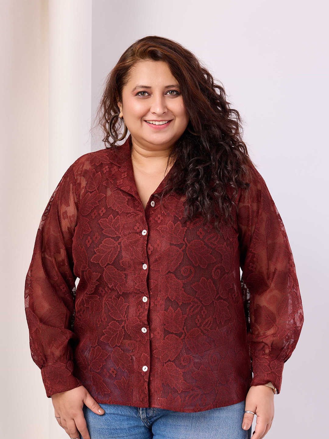 

BAESD Women Standard Opaque Printed Party Shirt, Maroon
