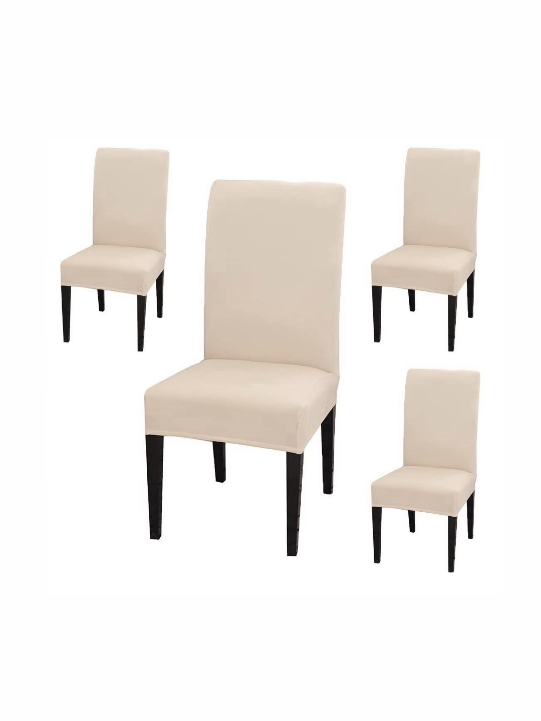 

hargunz Pack Of 4 Beige-Color Plain Chair Covers, Cream